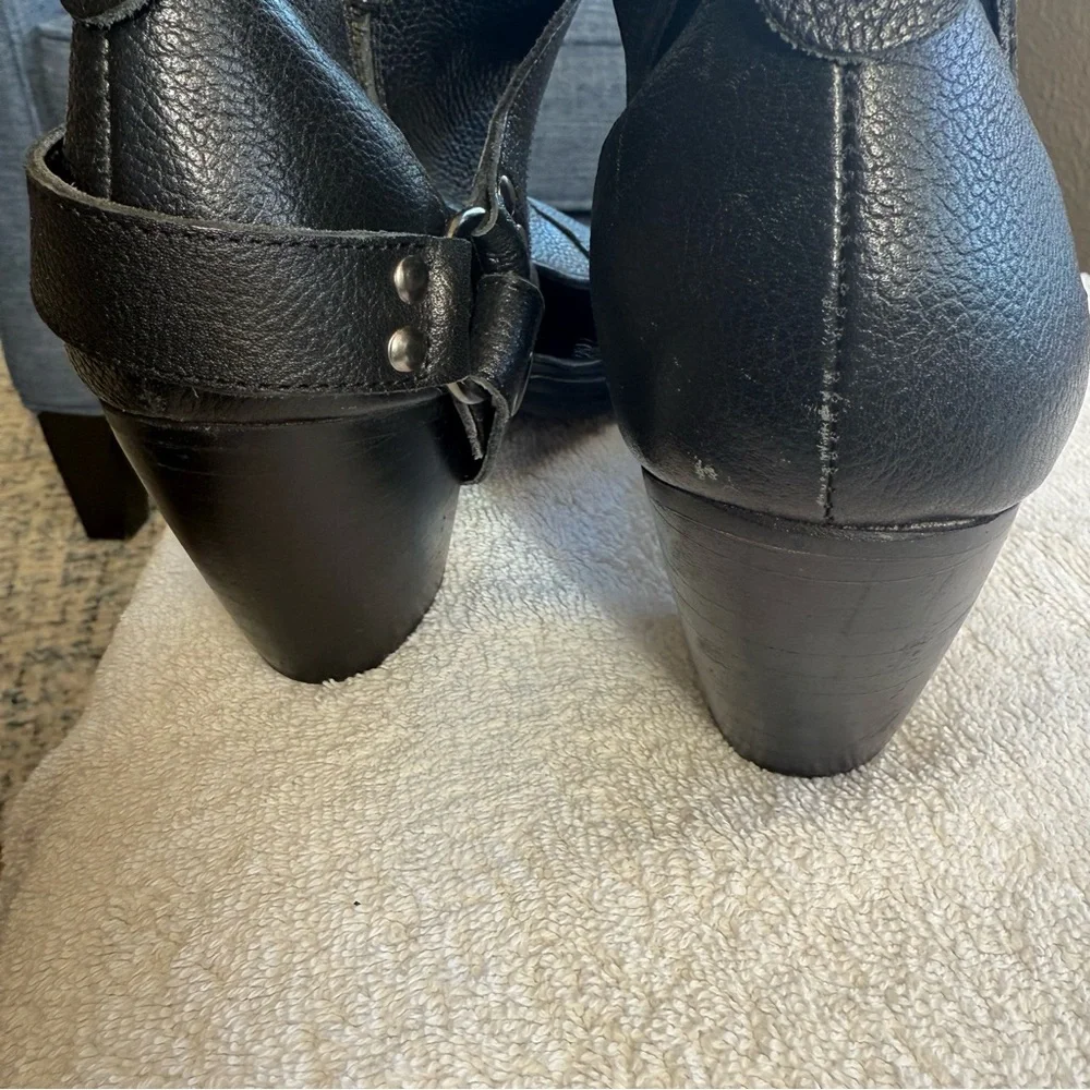 Black Leather Cutout Ankle Booties EU 36 US 5.5